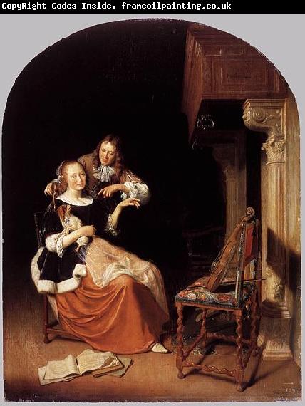 Pieter Cornelisz. van Slingelandt Lady with a Pet Dog